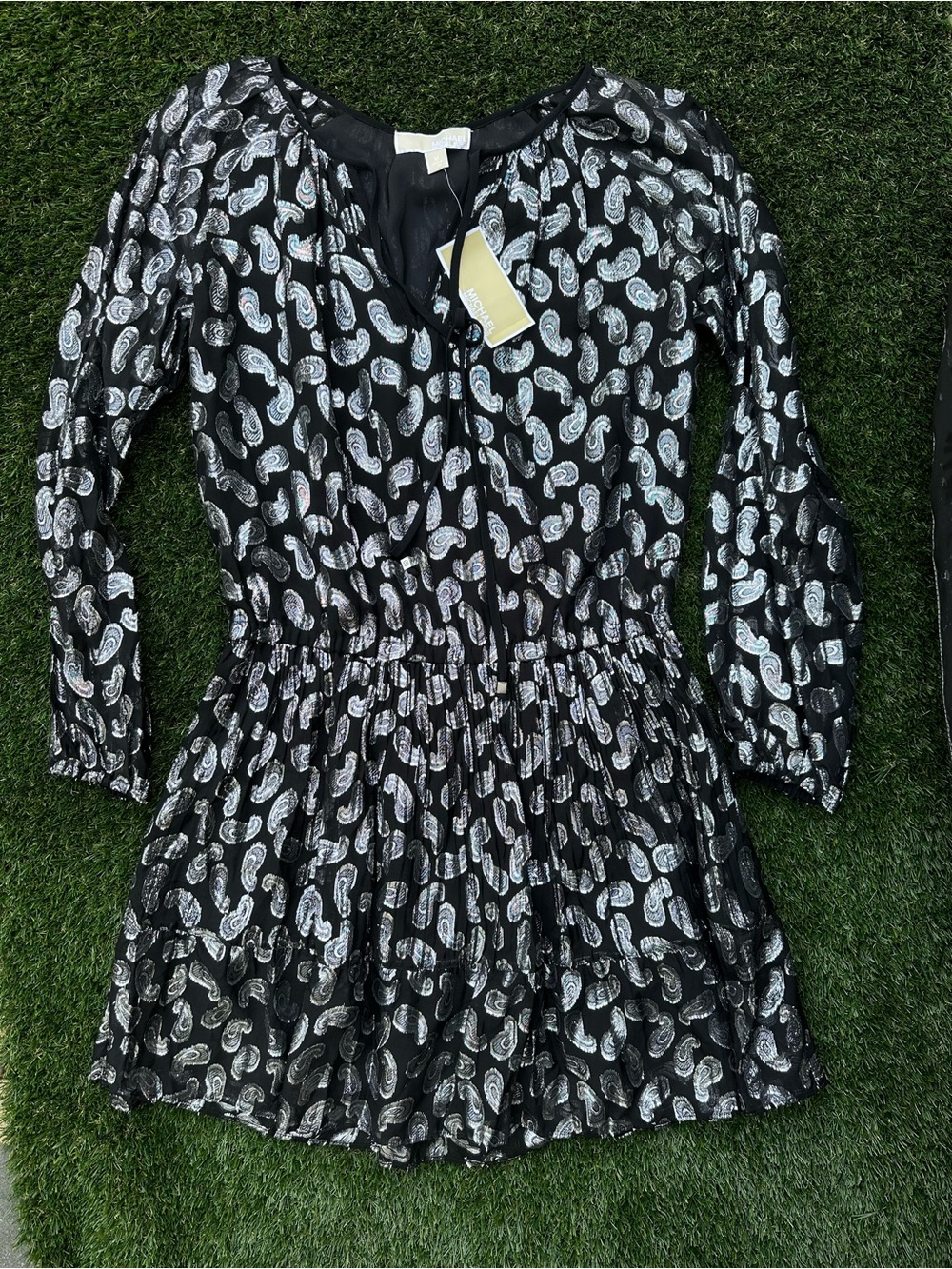 🖤 Michael Kors Metallic Paisley Mini Dress ✨